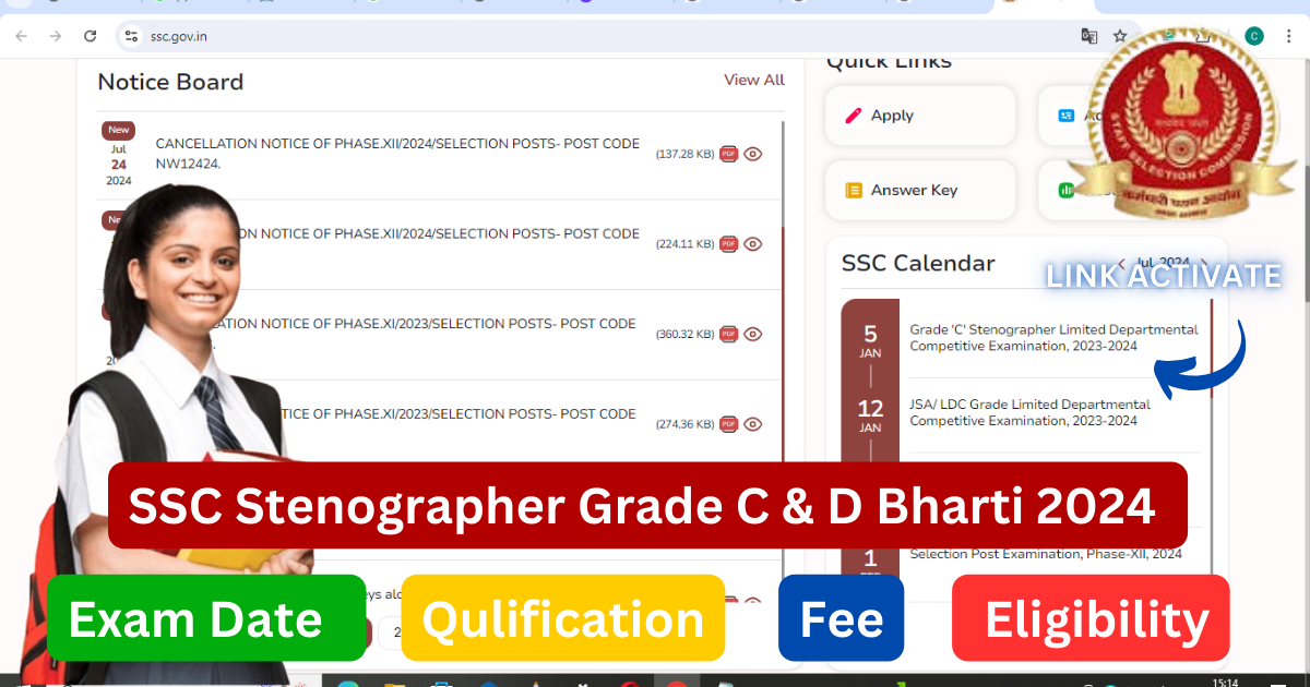 SSC Stenographer Grade C & D 2024 Recruitment Form