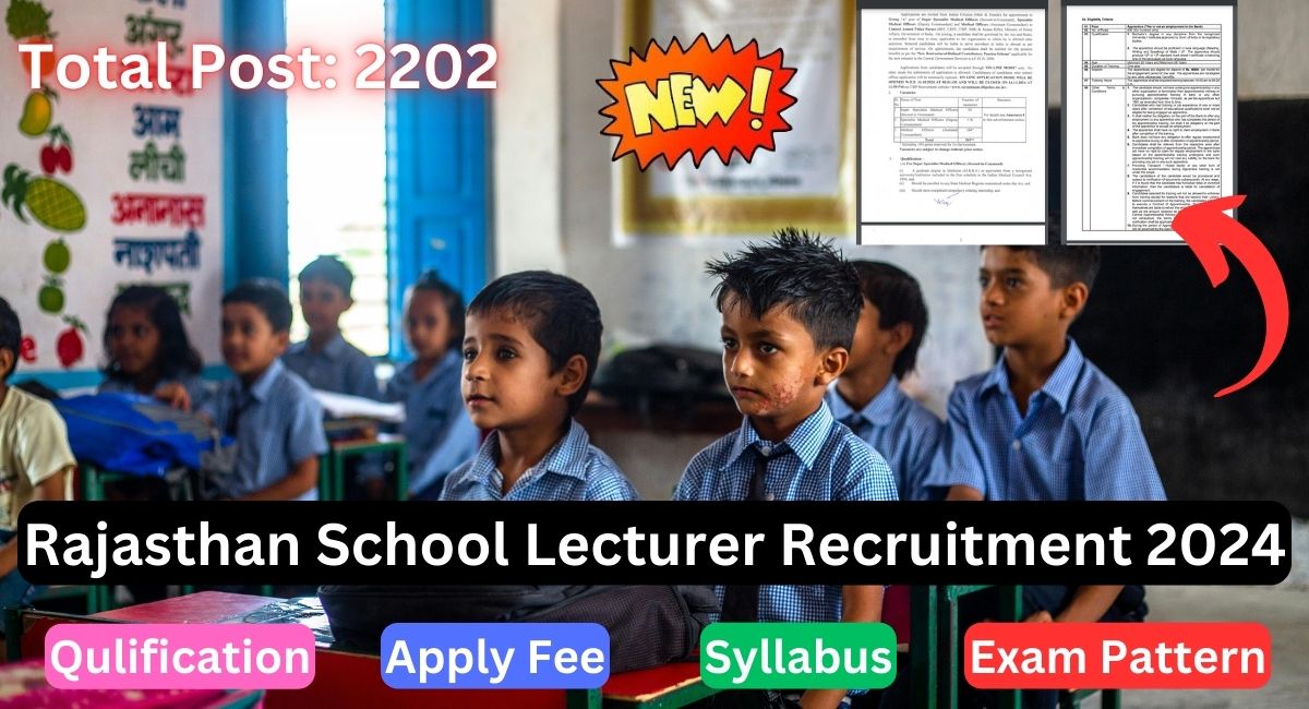 Rajasthan School Lecturer Vacancy 2024